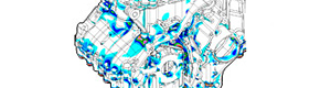 バイクエンジンの大規模アセンブリー応力解析