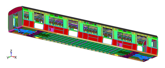 図2　鉄道車両構体のFEM解析モデル